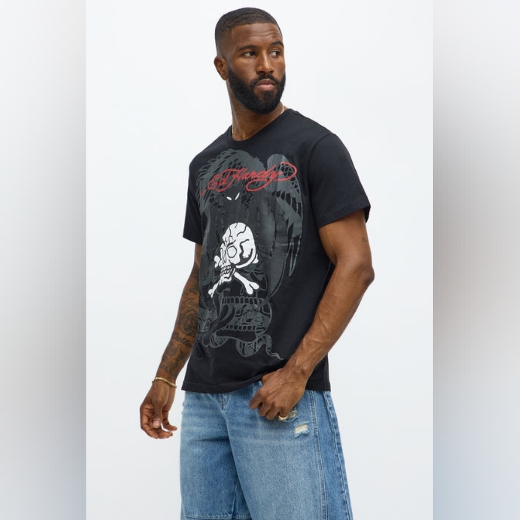 Ed Hardy Bat & Bones Short Sleeve Tee
